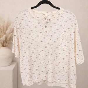 POL Cream Floral Sleeve Ditsy Print Blouse